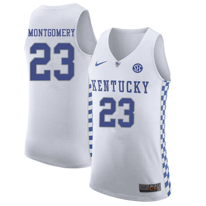 Men #23 E.J. Montgomery Kentucky Wildcats College Basketball Jerseys Sale-White - Click Image to Close